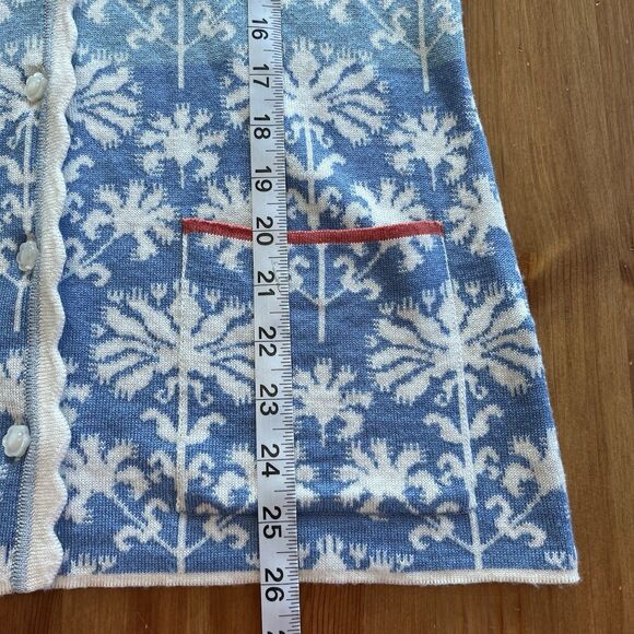 Oleana Norway Cardigan Sweater Size Medium Merino Wool Silk Pockets Patterned - Picture 14 of 14